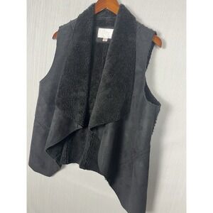Faux Suede Shearling Vest Xhilaration Womens XXL Black Open Front Boho Western